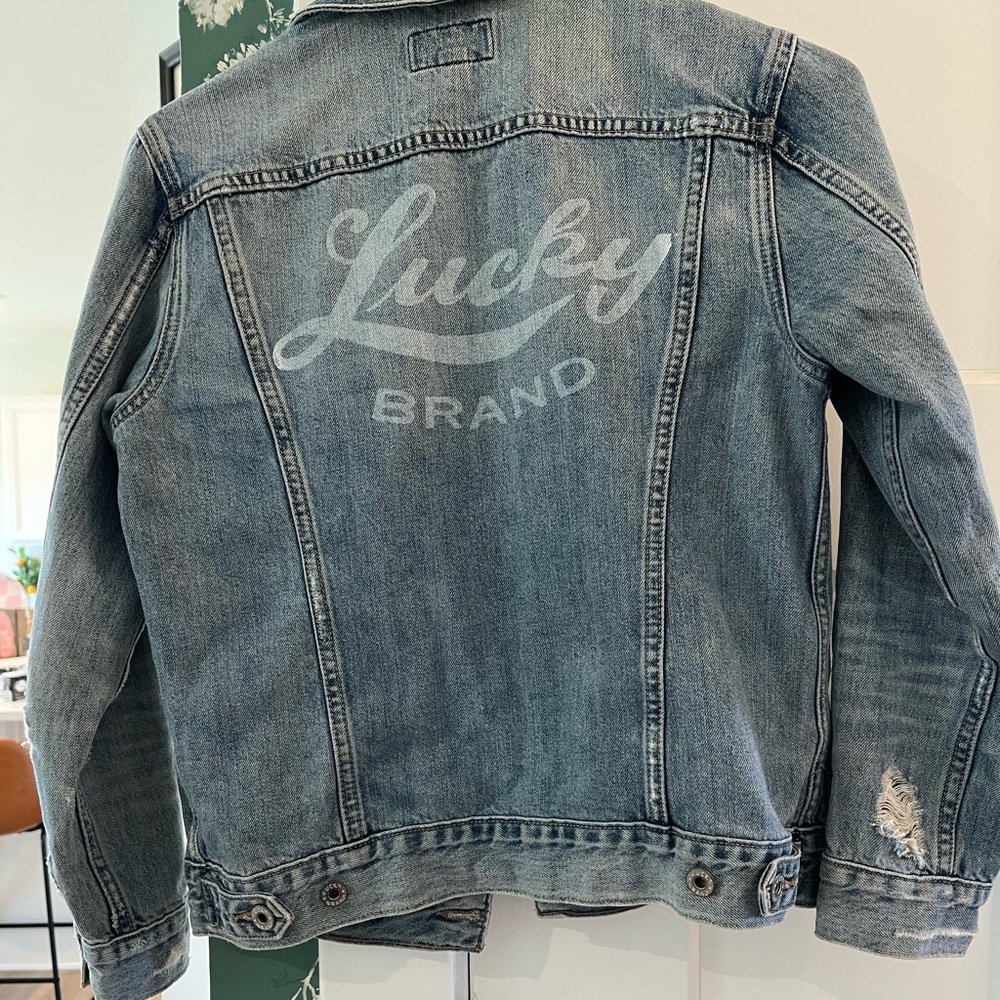 Lucky Brand Faded Blue Denim Jacket with Back Logo